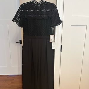 Chelsea 28 Size 12p black lace-top pantsuit.